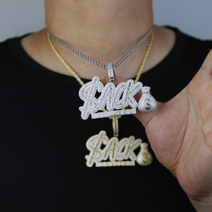 Collana con Ciondolo a Forma di Borsa con <span class=keywords><strong>Pietre</strong></span> CZ per Uomo, Gioielli Hip Hop - Product Image 4