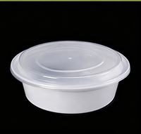 Boîtes à lunch rondes jetables en plastique, compatibles micro-ondes, étanches, empilables, avec couvercle transparent, 500/750/1000 ml