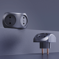 Mini adaptateur de prise russe non-terré, forme triangulaire, 10A, 2 prises, indice IP20, extenseur électrique compact résidentiel