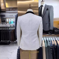 Costume de mariage slim fit 3 pièces, veste, gilet, ensemble complet, blanc, revers châle, un bouton, élégant, costume de marié de luxe, costume pour hommes, blazer