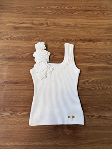 Personalización bordado tridimensional flor Correa elástico tejido Casual Chaleco de alta calidad mujeres OEM ODM elegante - Product Image 3