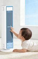 Ventilador de Torre de Venta Directa de Fábrica para Dormitorio, Ventilador de Pie Inteligente de 25 pies/s con Oscilación de 90°, Sin Aspas, con Control Remoto, Alimentación USB y Luz
