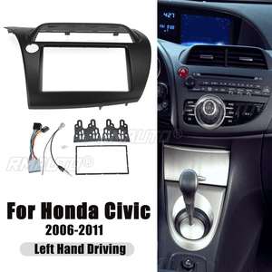 LHD 2 Din Fascia Radio Dvd Stereo Cd Panel Dash <b>Mounting</b> Installation Trim Kit Face <b>Frame</b> Bezel <b>with</b> Wire Harne for Honda Civic - Product Image 2