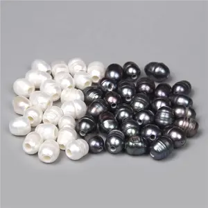 AA Grade Large Hole Natural Pearls Beads Loose Big Hole White Potato Rice Freshwater Pearl Beads For Jewelry Making Gifts