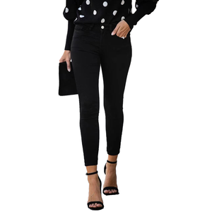 Pantalons en <span class=keywords><strong>Jean</strong></span> Crayon Longs Moulants Noirs Extensibles de Bonne Qualité pour Femmes, <span class=keywords><strong>Jean</strong></span> Skinny Élégant Taille Haute pour Femmes, <span class=keywords><strong>Prix</strong></span> Usine - Product Image 6