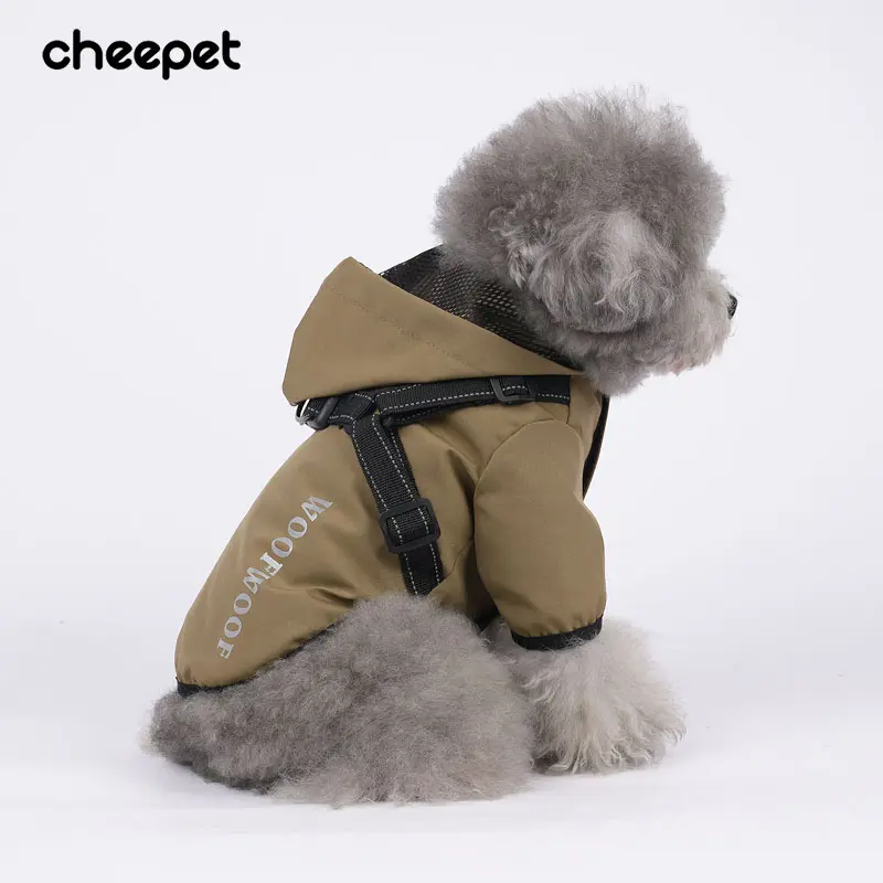 Rainy day pet clothes dog rain jacket gilet per cani impermeabile petto posteriore impermeabile per cani riflettente