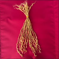 Extensions de dreadlocks 100 % cheveux humains faites à la main avec tresses à trois brins à la racine et pointes bouclées, couleur blonde