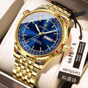 POEDAGAR 673 Luxury Watch For Man Stainless Steel Date Week Quartz Men <b>Clock</b> Waterproof Luminous High Quality Men's Watches - Product Image 3