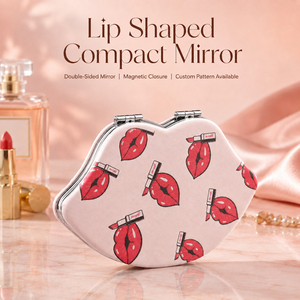 Cute Lip Shaped PU Leather <b>Compact</b> <b>Mirror</b> 1X 2X Magnifying Dual Sided HD Glass Magnetic Pocket Makeup <b>Mirror</b> Bulk Wholesale - Product Image 1