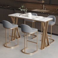 Tables et chaises de bar en plaque de roche de style nordique, luxe moderne, tables et chaises de bar de restaurant, tables hautes de café