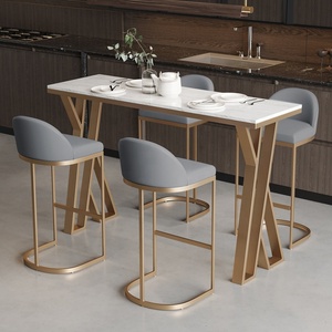 Mesas y Sillas de <span class=keywords><strong>Bar</strong></span> de Estilo Nórdico, Modernas y de Lujo, con Tablero de Roca, Mesas y Sillas de <span class=keywords><strong>Bar</strong></span> para Restaurante, Cafetería, Mesa Alta - Product Image 2