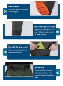 Pantalons de <span class=keywords><strong>pêche</strong></span> unisexes à taille haute personnalisés, respirants, imperméables en PVC, pour la <span class=keywords><strong>pêche</strong></span> en plein air, vêtements de pluie - Product Image 6