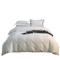 Parure de lit 4 pièces en coton pur 100% pour hôtel de luxe, drap de lit et housse de couette en satin blanc doux brodé, pour la maison et l'hôtellerie