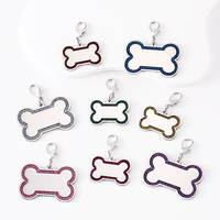 Ywyougang – Plaque d'identification pour animaux de compagnie en acier inoxydable en forme d'os, avec bordure émaillée scintillante, attache mousqueton en alliage, gravure laser DIY, cadeau