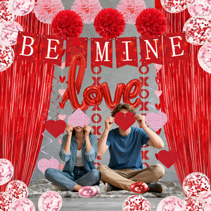 Kit de décoration de fête sur le thème de la Saint-Valentin DAMAI, bannières en forme de cœur, drapeaux, ballons, bouquets de fleurs en papier, décoration de table, aménagement de la scène - Product Image 2