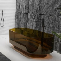 Vente flash : Baignoire ovale autoportante en plastique transparent, baignoire colorée pour adultes