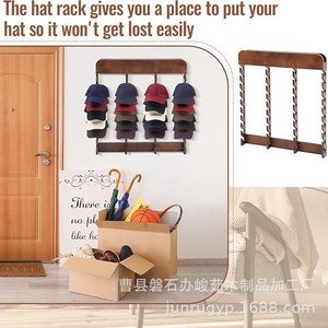 Wooden Hat <b>Storage</b> Rack Wall Mounted 3 Layer <b>Baseball</b> <b>Cap</b> Display Organizer Durable Clothing Rack - Product Image 4
