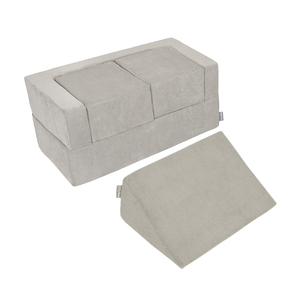 Set da gioco modulare 5 pezzi in morbido peluche di velluto a coste, a forma cilindrica, per piscina di palline interna per bambini, colore azzurro - Product Image 1