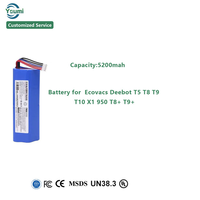 Robotic Vacuum Replacement 14.4V 5200mAh Lithium Ion 18650 Batteries for Ecovacs Deebot T5 T8 T9 T10 Ozmo 950 T8+ T9+ Battery