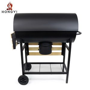 Barbecue sans fumée Hongyi Charcoal Grill Bq205387b avec étagère en bois et roues pour pique-nique et fête - Product Image 5