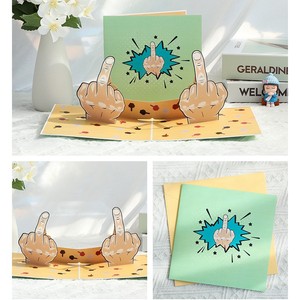 Biglietto di auguri 3D <span class=keywords><strong>pop</strong></span>-up divertente con dito medio, con busta e biglietto per lasciare messaggi - Vendita all'ingrosso - Product Image 3