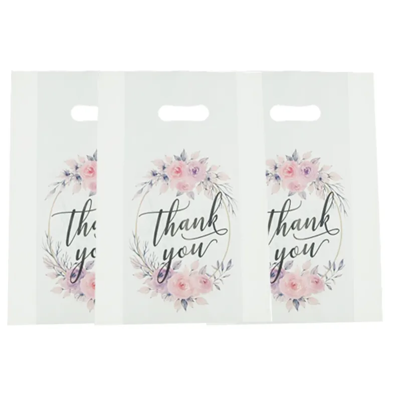 Custom Merchandise Die Cut Handle Boutique Plastic Bags Packaging Retail Shopping Good Gift Thank You Bags With Handle