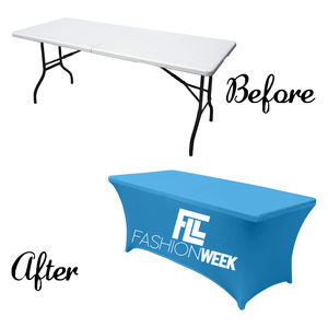 สแปนเด็กซ์ตารางปก<span class=keywords><strong>6</strong></span><span class=keywords><strong>ฟุต</strong></span>ติดตั้งผ้าปูโต๊ะโพลีเอสเตอร์พิมพ์ยืด Spandex ตาราง Toppers - Product Image 4