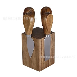 Acacia Wood <b>Cheese</b> <b>Knife</b> <b>Set</b> Stainless Steel With Magnetic Holder Home Use 5 Pieces - Product Image 4