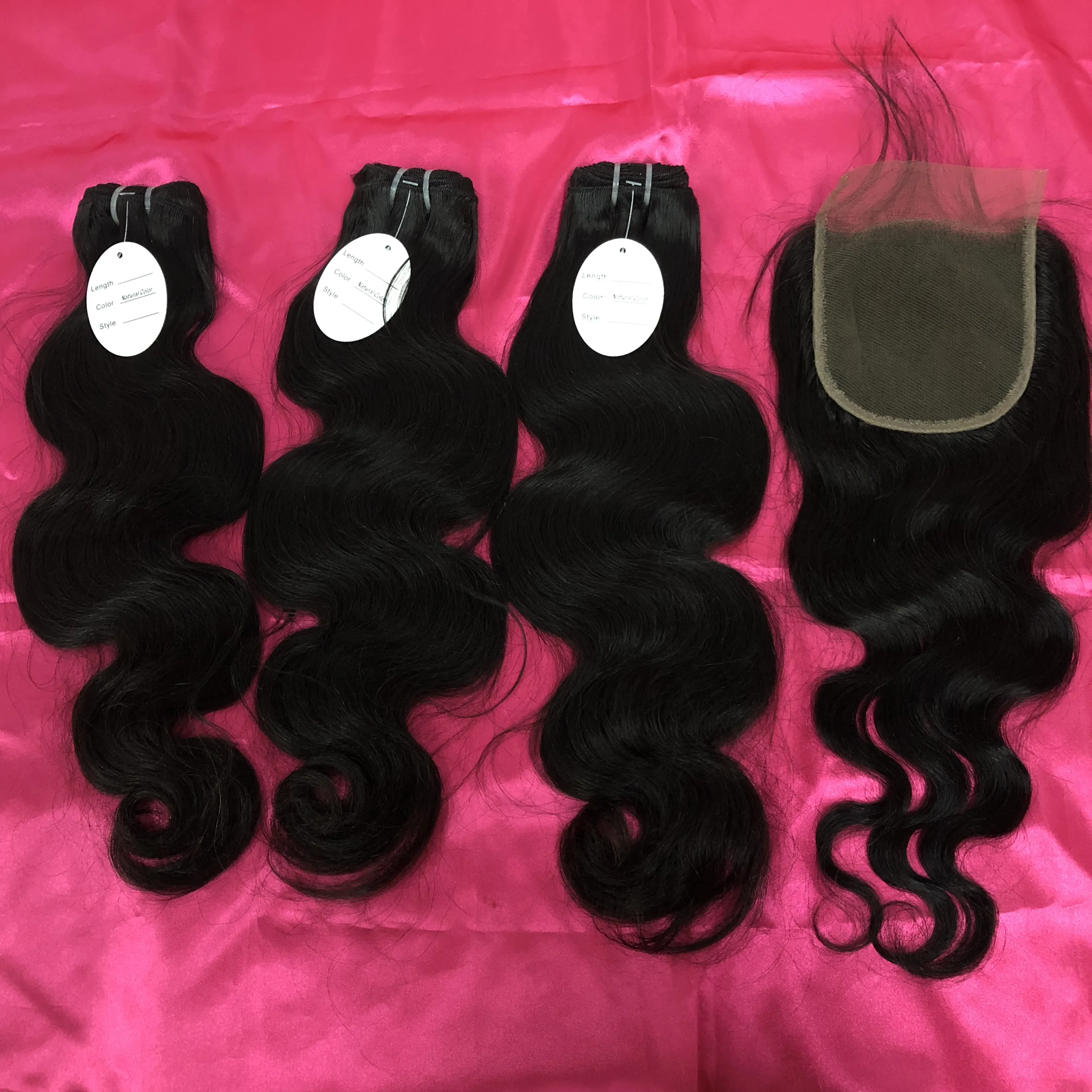 Wholesale Kilo Raw Indian Virgin Human Hair Bundles Vendors With Lace Closure , Mink Hair Virgin Brazilian Cuticle Aligned Hair