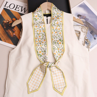 Foulard de Luxe en Soie Imprimée Douce pour Femme, Grande Écharpe Foulard à Motifs Floraux, Châle Tête Foulard en Soie Imprimée