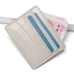 Porte-cartes en cuir de Crocodile mince, LOGO personnalisé minimaliste pour dames, porte-cartes RFID, étui à cartes personnalisé