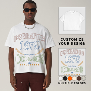 T-shirt homme coupe boxy, qualité supérieure, 100% coton tricoté 180g, style décontracté, uni. - Product Image 2