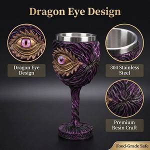 Chope Médiévale Œil de Dragon 304 Acier Inoxydable Résine <span class=keywords><strong>Gobelet</strong></span> Fait Main Calice Fantaisie pour Bar Fête Vin Bière - Product Image 3