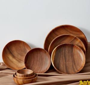 ESTICK Customizable Size Eco-friendly <strong>Wooden</strong> <strong>Bowls</strong> Rustic Anti-impact Salad Rice Soup <strong>Bowls</strong> With Customized Logo - Product Image 1