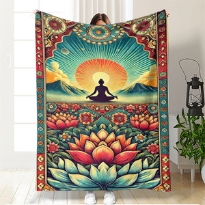 Couverture en flanelle Mandala, couverture de canapé, couverture de sieste, résistante à la décoloration, légère, pour la chaleur hivernale, impression personnalisée OEM ODM - Product Image 2