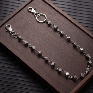 Chaîne <span class=keywords><strong>de</strong></span> taille, bracelet et collier en métal style punk sombre européen-américain avec tête <span class=keywords><strong>de</strong></span> crâne et dés, 115 cm, accessoires hip-hop unisexe - Product Image 2