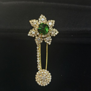 Bros Pin Pengaman Xulin Vintage Royal Blue Sapphire Sunflower Full Crystal <span class=keywords><strong>Rhinestone</strong></span> Applique untuk Gaun Pernikahan & Gaun Malam - Product Image 2