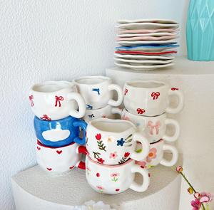 Taza de Café de Cerámica Hecha a Mano Estilo Retro, Taza para Té de la Tarde y Juego de Tazas de Lujo Irregulares Hechas a Mano para Espresso, <span class=keywords><strong>Latte</strong></span> o Té Turco - Product Image 4