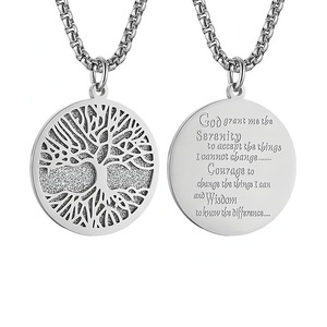 Collar con Colgante <span class=keywords><strong>de</strong></span> Acero Inoxidable <span class=keywords><strong>de</strong></span> Dos Piezas con Oración <span class=keywords><strong>de</strong></span> Serenidad y Árbol <span class=keywords><strong>de</strong></span> <span class=keywords><strong>la</strong></span> <span class=keywords><strong>Vida</strong></span> Recortado - Product Image 1