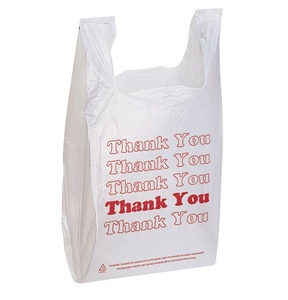 Custom Transparent Biodegradable Recycled Thank You Carrier Bag Clear PE Shopping Package T Shirt Hdpe Ldpe Plastic Bags