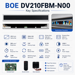 หน้า<span class=keywords><strong>จอ</strong></span> LCD แบบยืดขนาด 20.9 นิ้ว รุ่น BOE DV210FBM-N00 ความละเอียด 1920x132 พอร์ต LVDS 40 พิน สำหรับเมนูดิจิทัล ป้ายโฆษณาเชิงพาณิชย์ - Product Image 2