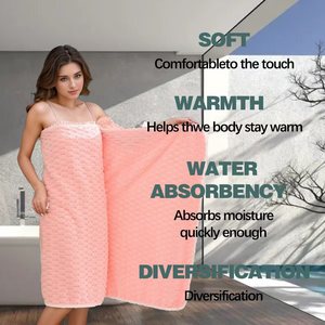Serviette de bain en polaire corail 70x140cm 300g Épaisse, absorbante, douce, pour usage domestique - Product Image 1