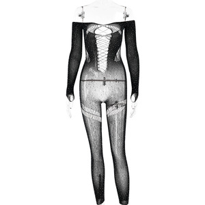 Body de manga larga transparente para mujer, mono de fiesta con espalda descubierta y cintura alta, FDL0654 - Product Image 5