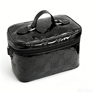 Pochette cosmétique en cuir PU brillant, trousse de maquillage imperméable, pochette à cosmétiques, sac de lavage, logo en relief - Product Image 1
