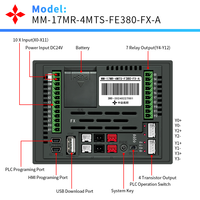 Pantalla Táctil HMI PLC de 3.8 Pulgadas FX1S-17MR con 10 Entradas, 7 Salidas, 2 Contadores de Alta Velocidad y 2 Ejes para Controlador de Máquina de Soldadura