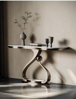 Table console moderne simple en acier inoxydable Table lumineuse de luxe Rock Board Design Home Living Room Table de couloir à boîtier très étroit
