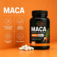 Compléments alimentaires FJSquare Maca Men Power Plus, extrait de Maca jaune, rouge et noir, 1000 mg, capsules de racine de Maca