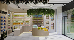 Gabinete de pared de estilo europeo, accesorios de madera personalizados de farmacia, tienda médica hecha a medida, Mostrador de Isla de exhibición de madera - Product Image 2