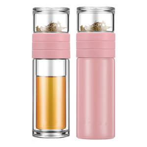 13oz bella piccola maglia doppia parete di vetro bottiglia di acqua di tè e acqua di separazione della bottiglia di tè tazza tazza con infusore di tè - Product Image 6