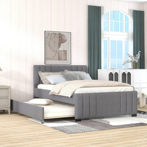 Muebles de dormitorio tapizados de Tela Gris claro de diseño contemporáneo <span class=keywords><strong>precio</strong></span> competitivo <span class=keywords><strong>cama</strong></span> <span class=keywords><strong>nido</strong></span> de tamaño individual - Product Image 3
